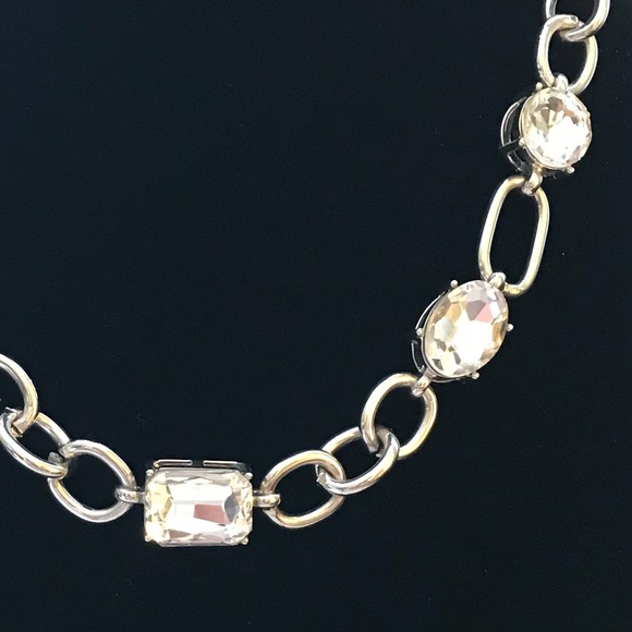 Chain Link Necklace with Sparkling Crystals - Picture 3 of 5